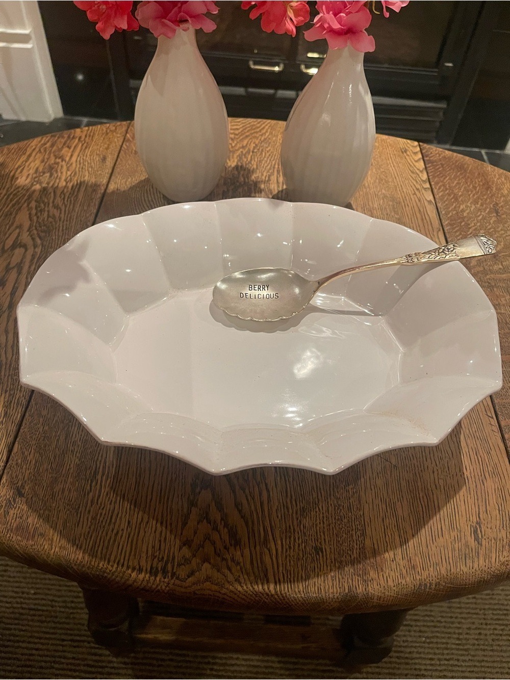 Mud Pie “Berry Delicious” Scalloped Ceramic Serving Bowl